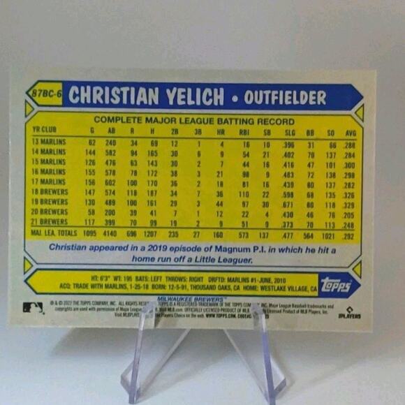 2022 Topps Chrome - 1987 Topps Baseball Christian Yelich #87BC-6 - Picture 5 of 6